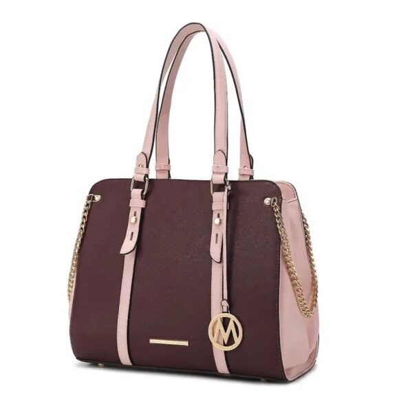 Amy Color Block Vegan Leather Women Tote Bag By Mia K - Picture 1 of 3